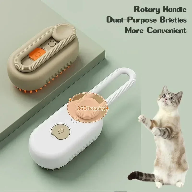 3-in-1 Pet Steam Brush — Groom, Massage & Deshed in Seconds