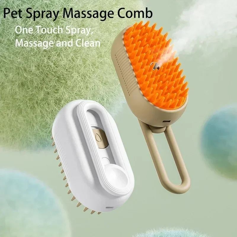 3-in-1 Pet Steam Brush — Groom, Massage & Deshed in Seconds
