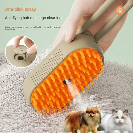 3-in-1 Pet Steam Brush — Groom, Massage & Deshed in Seconds