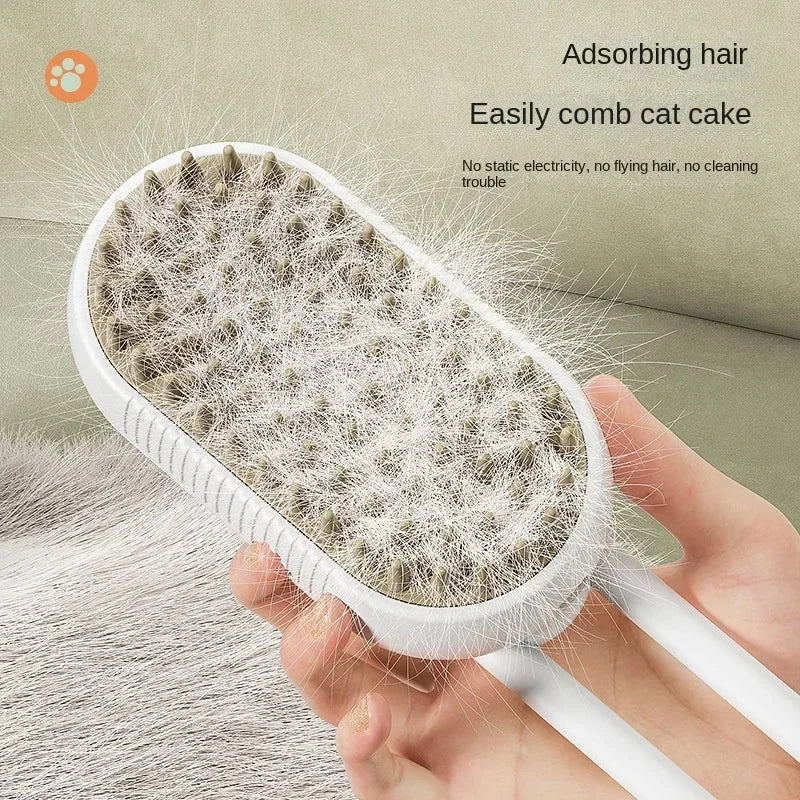 3-in-1 Pet Steam Brush — Groom, Massage & Deshed in Seconds