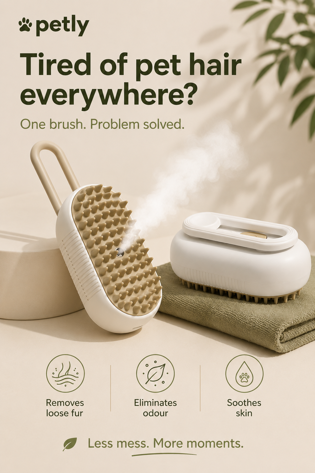 3-in-1 Pet Steam Brush — Groom, Massage & Deshed in Seconds